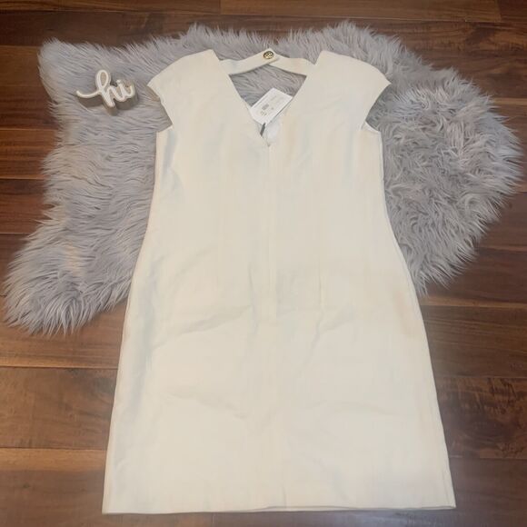 Leona by Lauren Leonard Womens Dress Size 6 Ivory Wool Gold Button Josephine New - Picture 3 of 10